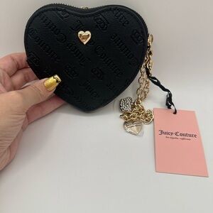 Juicy couture black embossed heart coin wallet